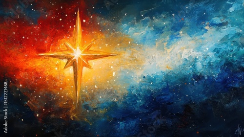 Celestial Star  Night Sky  Abstract Painting  Christmas Star  Spiritual  Hope  Faith