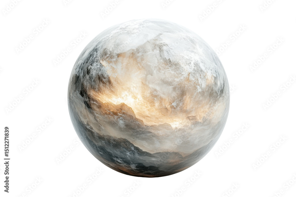 Realistic cloudy earth-like planet sphere isolated on transparent or white background Realistic cloudy earth-like planet sphere isolated on transparent or white background