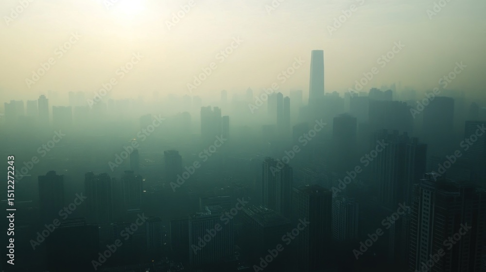 Smog-filled city skyline Smog-filled city skyline