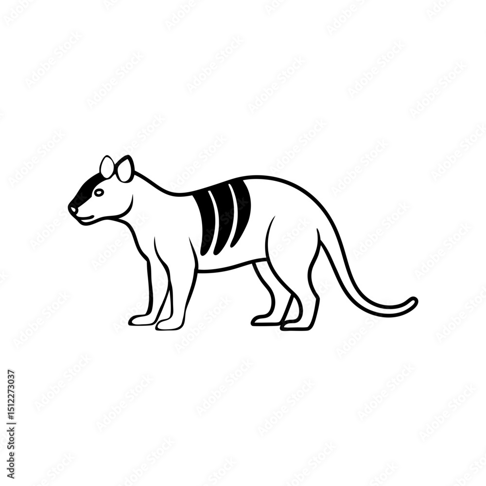 Fototapeta premium Vector illustration of Tasmanian Tiger silhouette.