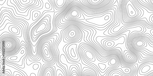 Abstract topographic contours map background. Topographic map and landscape terrain texture grid. Modern design with White background with topographic wavy pattern design. Black-white background.	