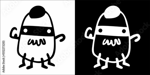 Monster cute hand drawn cartoon vintage style vector