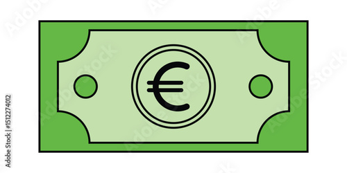 Euro Currency Bill Simple Green Illustration