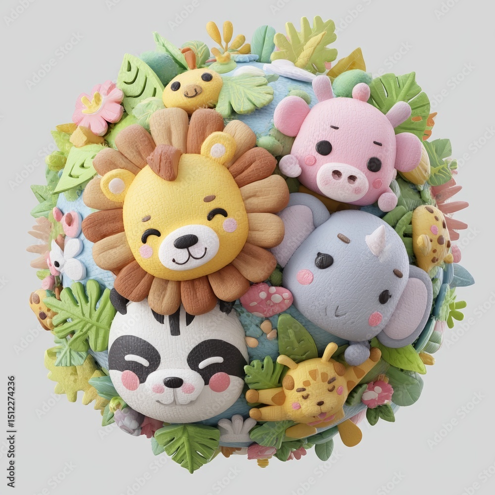 Cartoon 3D World Wildlife Conservation Day features a diverse range of wild animals, set against a plain white background Cartoon 3D World Wildlife Conservation Day features a diverse range of wild animals, set against a plain white background