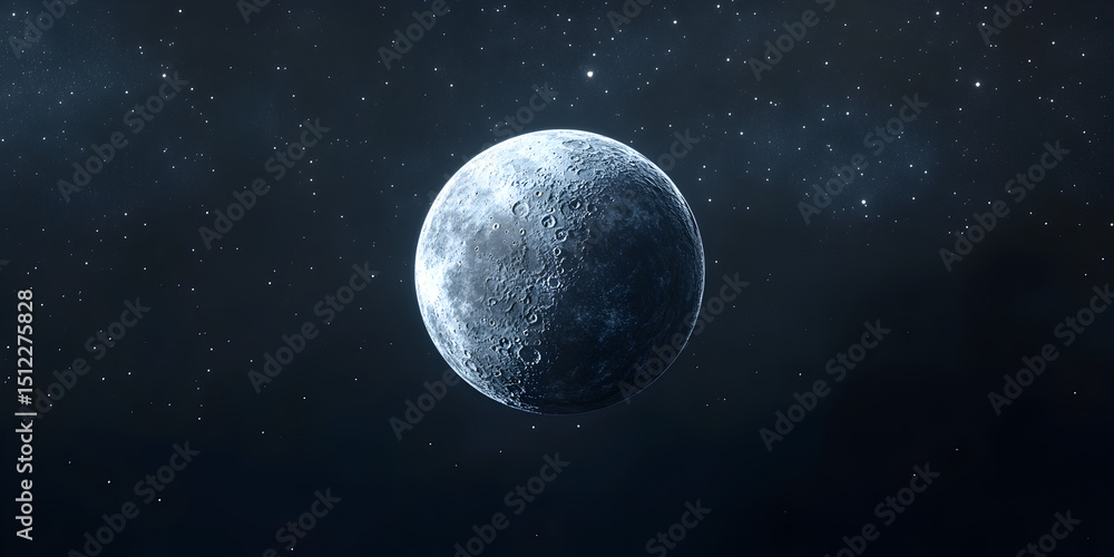 Fototapeta premium Moon in Space with Stars
