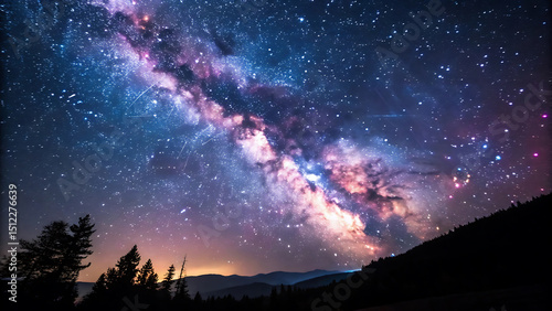 Wallpaper Mural Milky Way over the mountains. Night sky with stars and nebula Torontodigital.ca