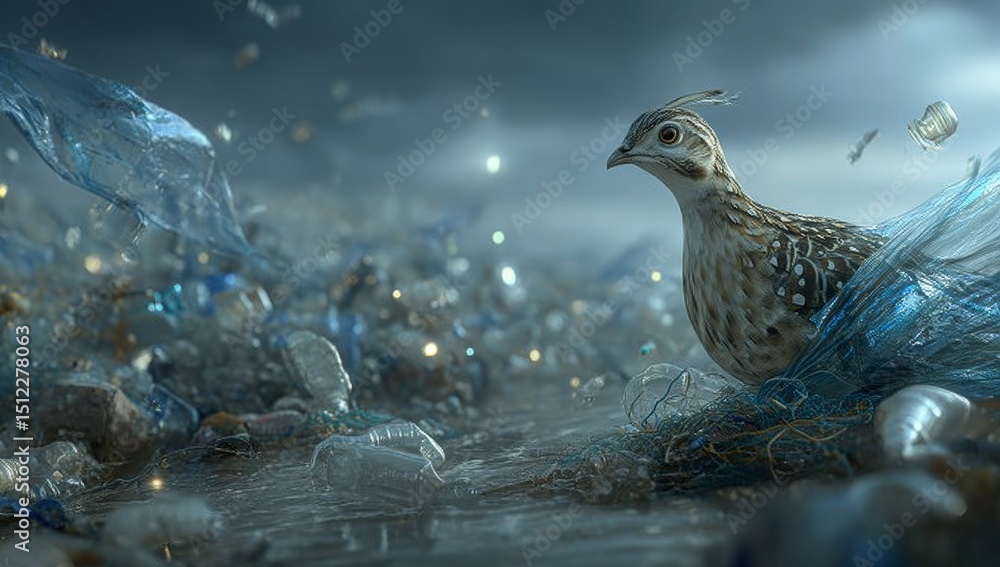 Obraz premium Beach nature photography highlights the devastating impact of pollution on coastal wildlife, using close-up views of the marine environment to foster greater conservation awareness