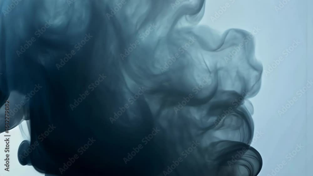 Dark blue ink swirling in water creating abstract shapes Dark blue ink swirling in water creating abstract shapes