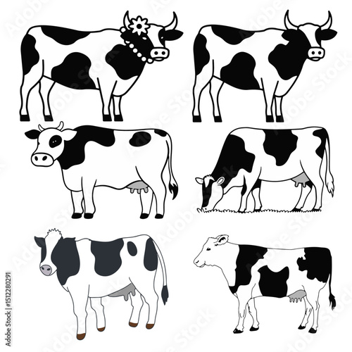 Cow vector set 1