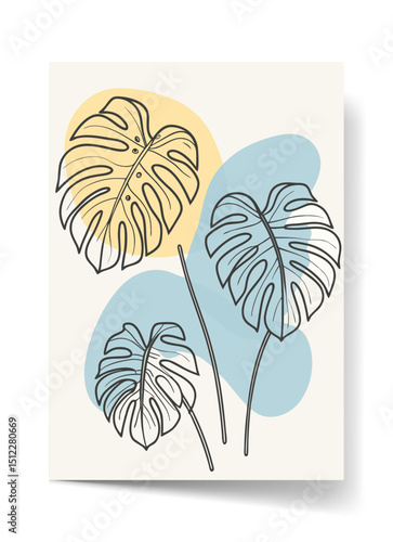 Summer Tropical Leaves Poster, Summer Poster Illustration
