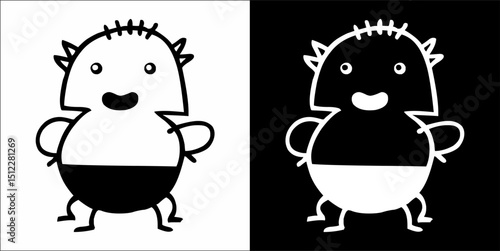 Monster cute hand drawn cartoon vintage style vector
