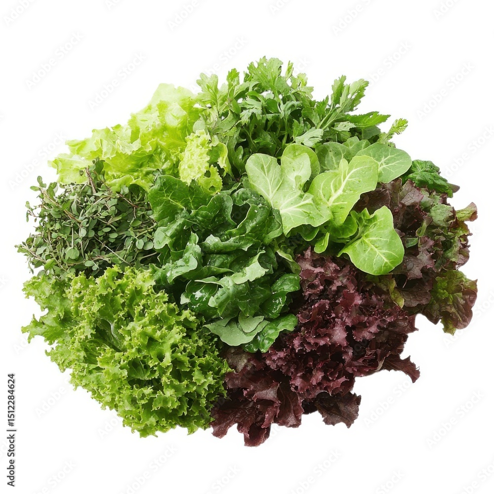 Fototapeta premium Fresh lettuce assortment, closeup on white background