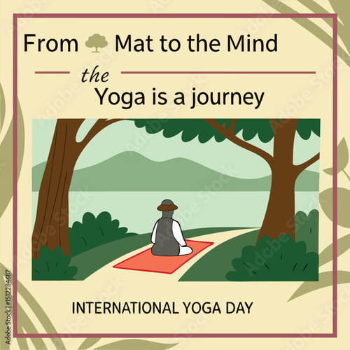 Yoga Journey: A tranquil scene portrays a person immersed in a yoga practice, the focus is on the path to inner peace and harmony, a metaphor for life's journey.