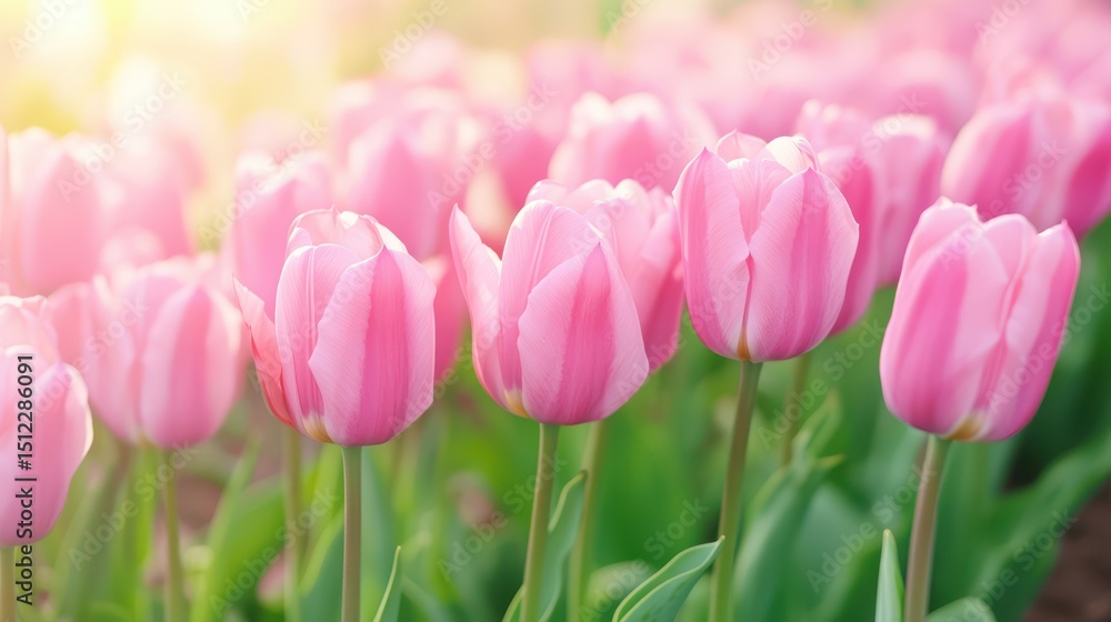 Pink Tulip Delight: An array of delicate pink tulips basks in the soft glow of natural light, their petals unfurling in a beautiful dance of color and form, evoking feelings of spring and freshness. Pink Tulip Delight: An array of delicate pink tulips basks in the soft glow of natural light, their petals unfurling in a beautiful dance of color and form, evoking feelings of spring and freshness.