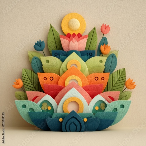 Colorful flat vector illustration representing Janmashtami festival with vibrant floral designs