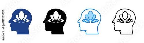 Mindfulness icon sheet multiple style collection