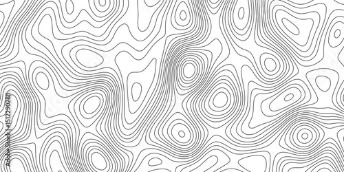 Abstract topographic contours map background. Topographic map and landscape terrain texture grid. Modern design with White background with topographic wavy pattern design. Black-white background.	