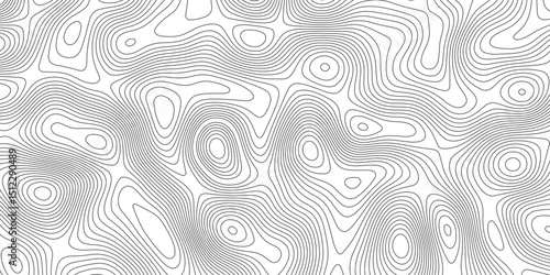 Abstract topographic contours map background. Topographic map and landscape terrain texture grid. Modern design with White background with topographic wavy pattern design. Black-white background.	