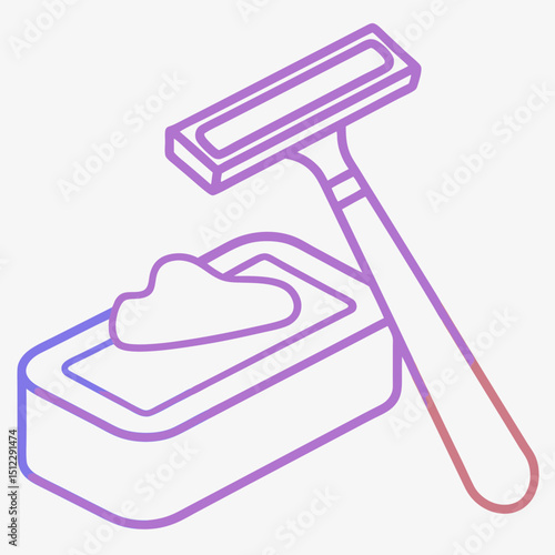 Shaving razor placed on bar of soap in concept of Beauty Industry  