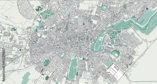 Detailed urban map of paris highlighting parks and streets layout