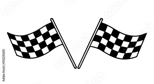 Crossed checkered flags symbolizing finish line in motorsport events