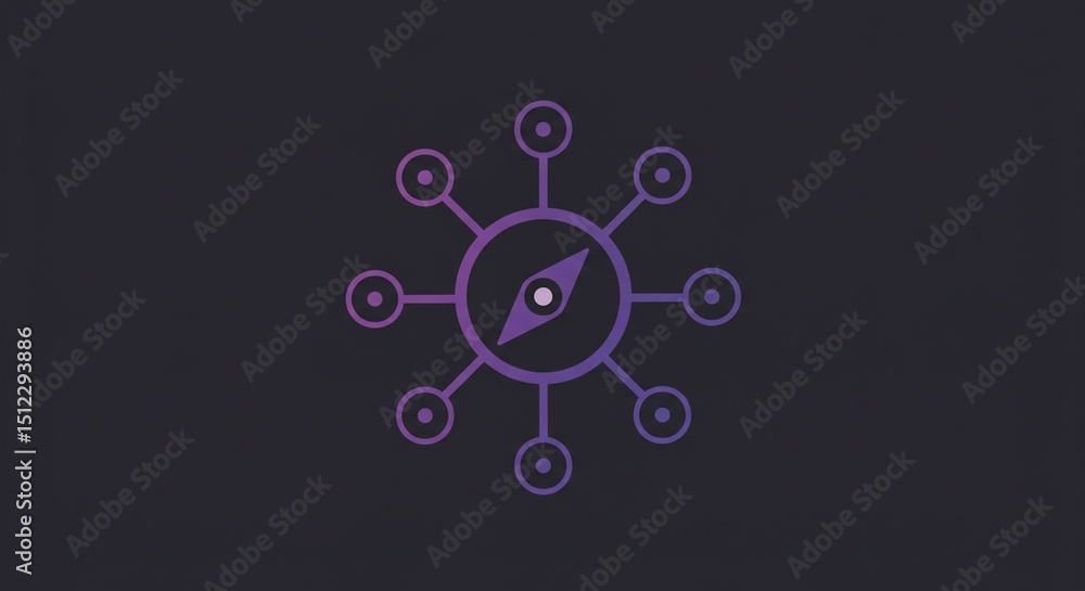 Compass icon points directions outlining strategy on dark background symbolizing business planning exploration