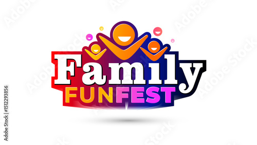 Concept for Family Day event, fun, activity and festival celebration poster banner. Happy cheerful modern family with 3d logotype design.