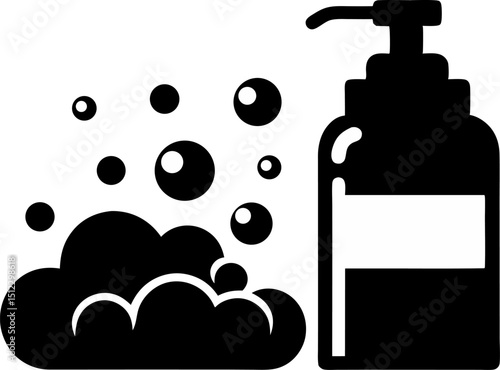 Foam Cleanser And Bubbles Silhouette Vector Illustration