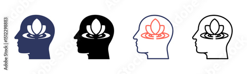 Mindfulness icon sheet multiple style collection