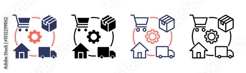 Fulfillment icon sheet multiple style collection