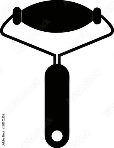 Jade Roller On Cheek Silhouette Vector Illustration