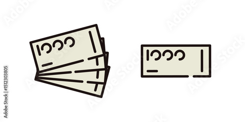 紙幣、現金のシンプルなアイコンイラスト