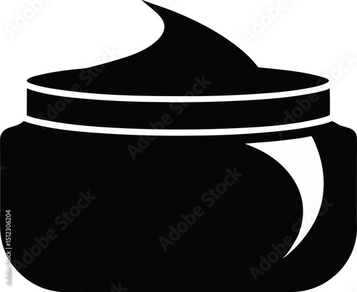 Night Cream Jar Silhouette Vector Illustration 