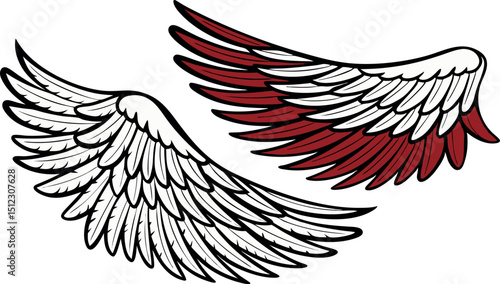 Decorative White And Red Angel Wings