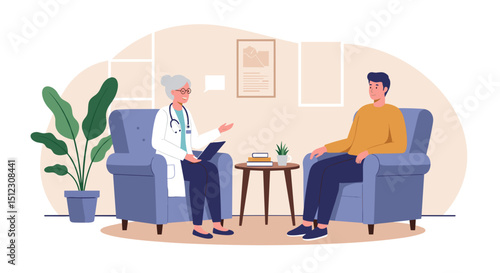  A psychotherapist consults a patient in a confidential office setting