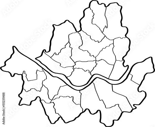 Photography freehand drawing of Seoul city map.