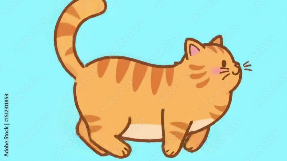 Looped Animation of a Cat Chasing Its Tail in a Circle, Cute Hand-Drawn Cartoon Style, Smooth and Funny Motion Looped Animation of a Cat Chasing Its Tail in a Circle, Cute Hand-Drawn Cartoon Style, Smooth and Funny Motion