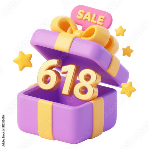 618 Sale Gift Box with Golden Numbers