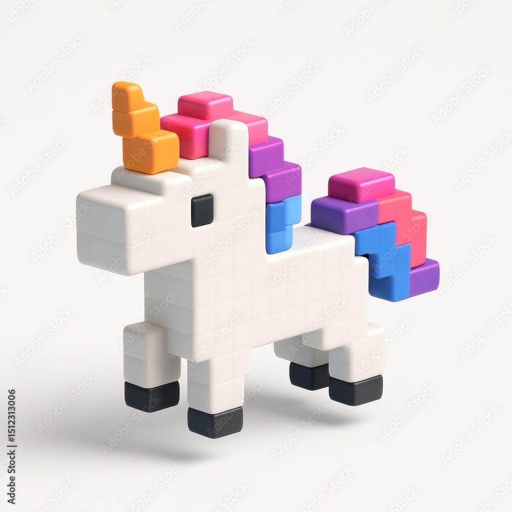 Fototapeta premium Colorful pixelated unicorn toy
