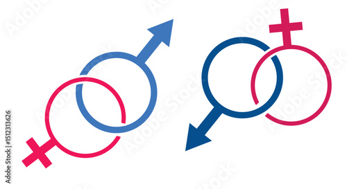 male and female gender symbols or icons vector illustration  Female Male Gender Symbol Isolated on white background .