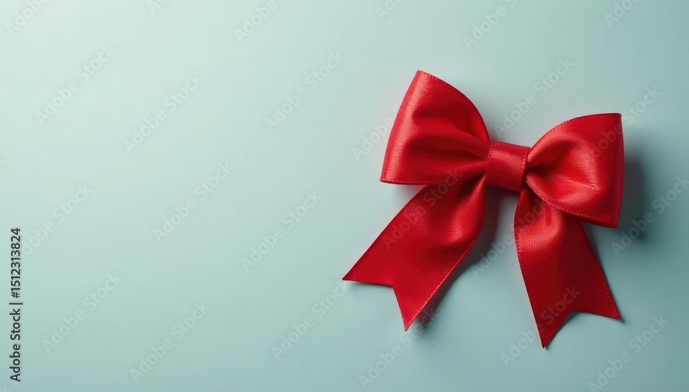 A simple red grosgrain bow with a smaller red bow atop , texture, close-up