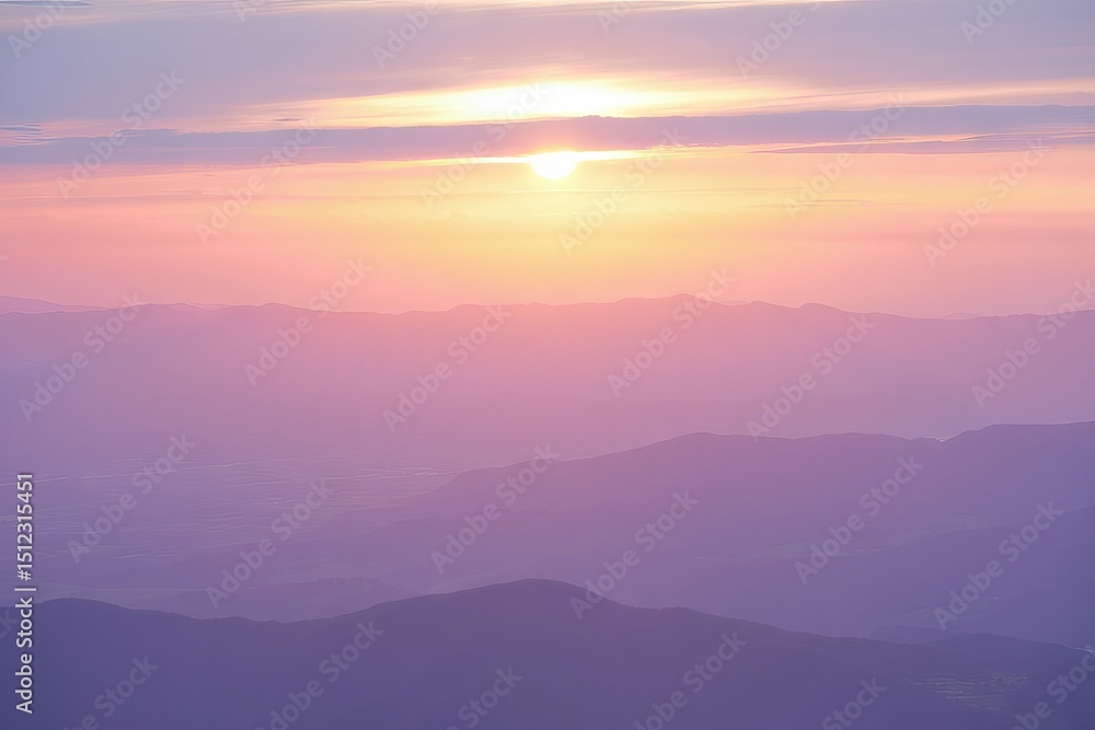 Obraz premium Serene Sunrise Over Misty Mountains A Breathtaking Landscape