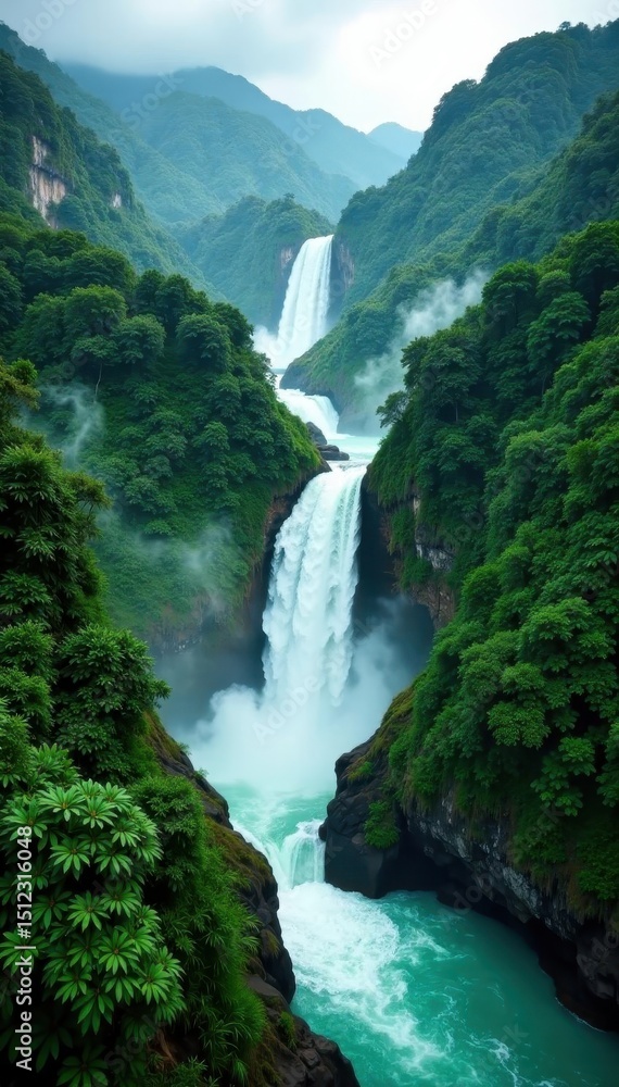 Steaming Khlong Lan falls, dense emerald foliage, stock, hidden Steaming Khlong Lan falls, dense emerald foliage, stock, hidden