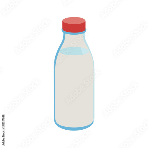 Vector illustration of a fresh milk bottle with a classic cap on white background