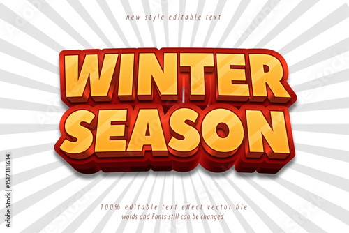 editable text effect Winter season Cartoon style