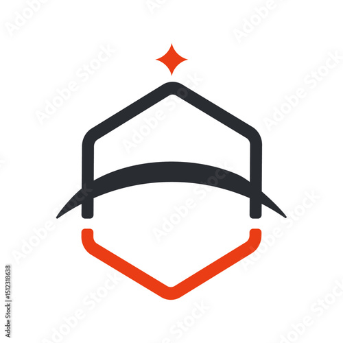 vector illustration of a hanger, islamic icon or logo of kaaba and star