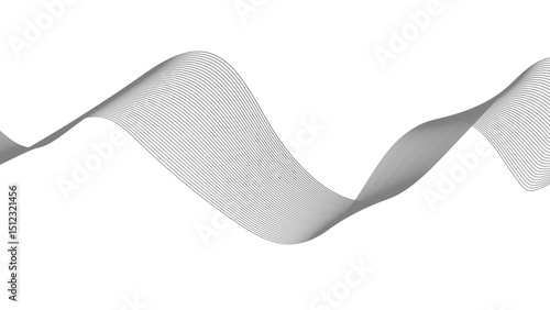 Abstract wave element for design. Digital frequency track equalizer. Wave with lines created using blend tool. Curved wavy line, smooth stripe.
