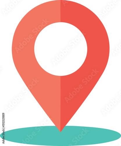 Minimal Colored Flat Location Pin Vector Illustration for Geographic Coordinates
