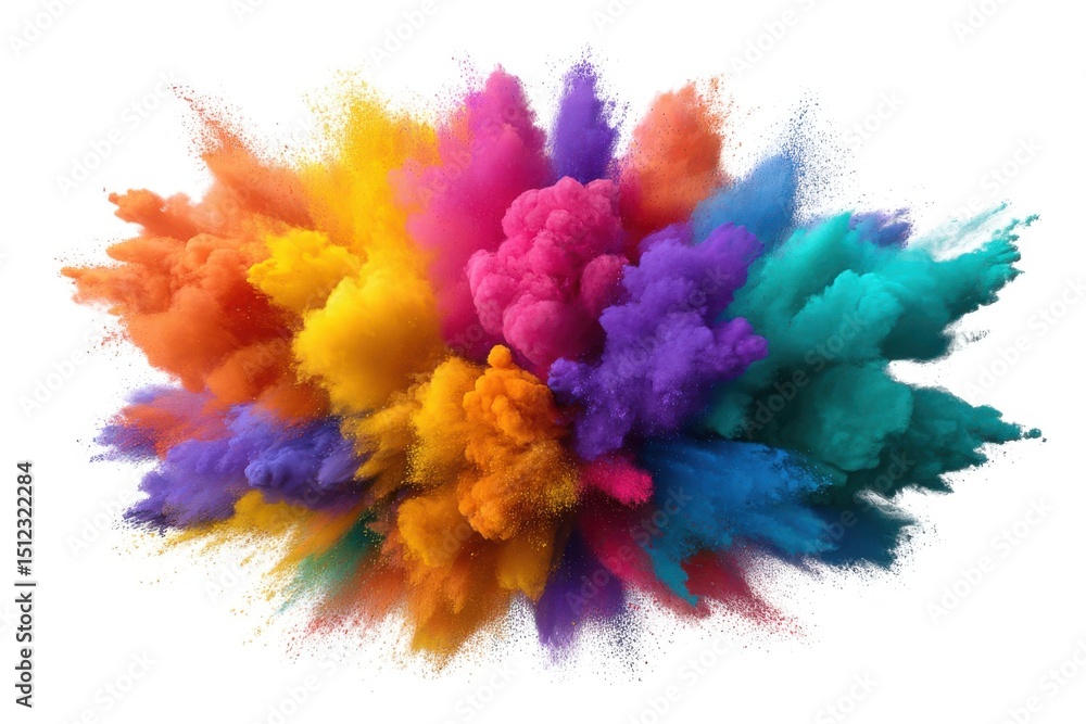 Vibrant rainbow color powder explosion isolated on white background Vibrant rainbow color powder explosion isolated on white background