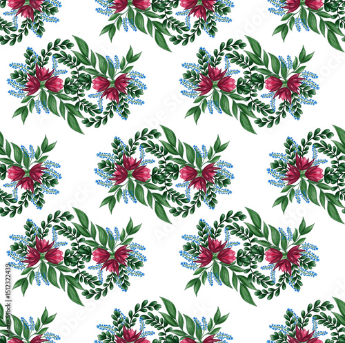 Flowers and Herbs Seamless pattern